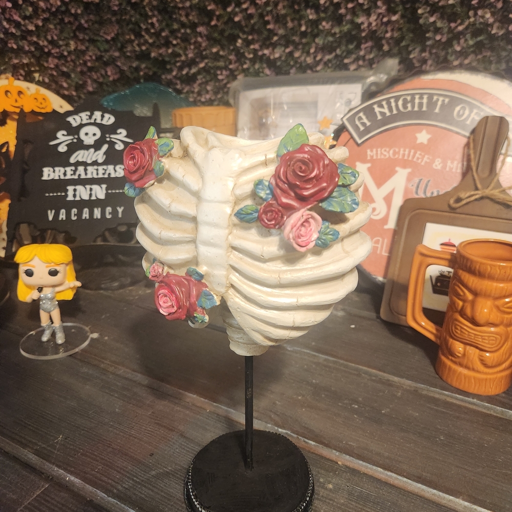 Decorative Ribcage Sculpture with Roses